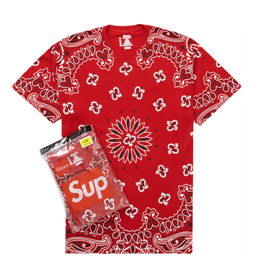 Supreme Hanes Bandana Tagless Tees (2 Pack) Red